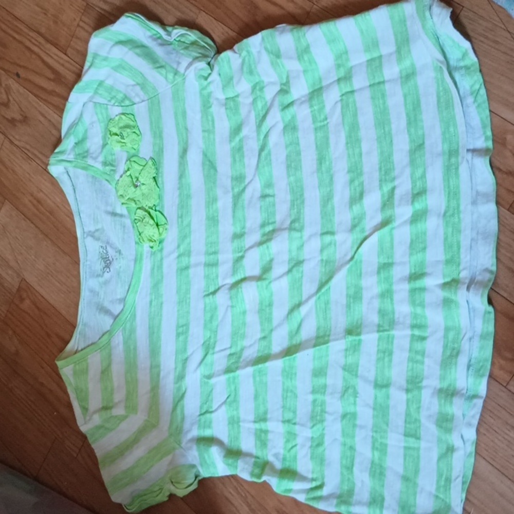 Lime green stripped justice shirt